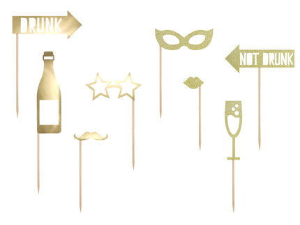 8 accessoires dorés pour photobooth - Happy New Year Collection