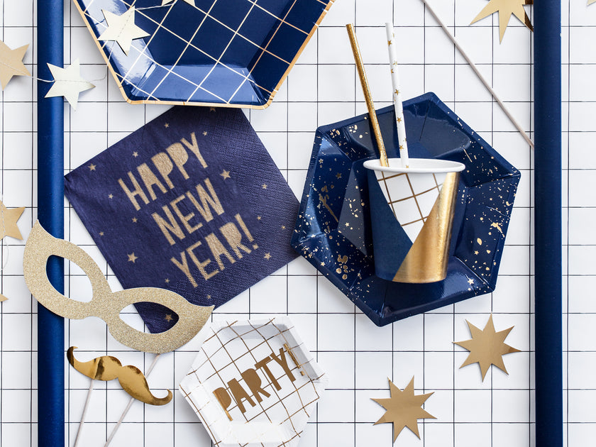 8 accessoires dorés pour photobooth - Happy New Year Collection