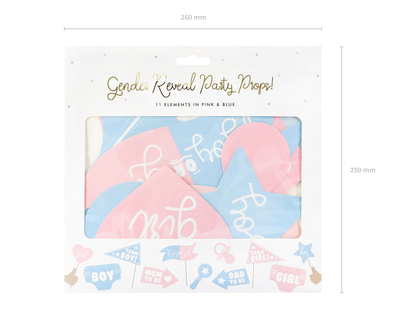 11 pièces variés bleu et rose de baby shower pour photobooth - Gender Reveal Party