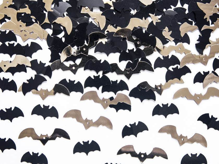 Confettis en forme de chauve-souris noir et doré pour la table - Halloween