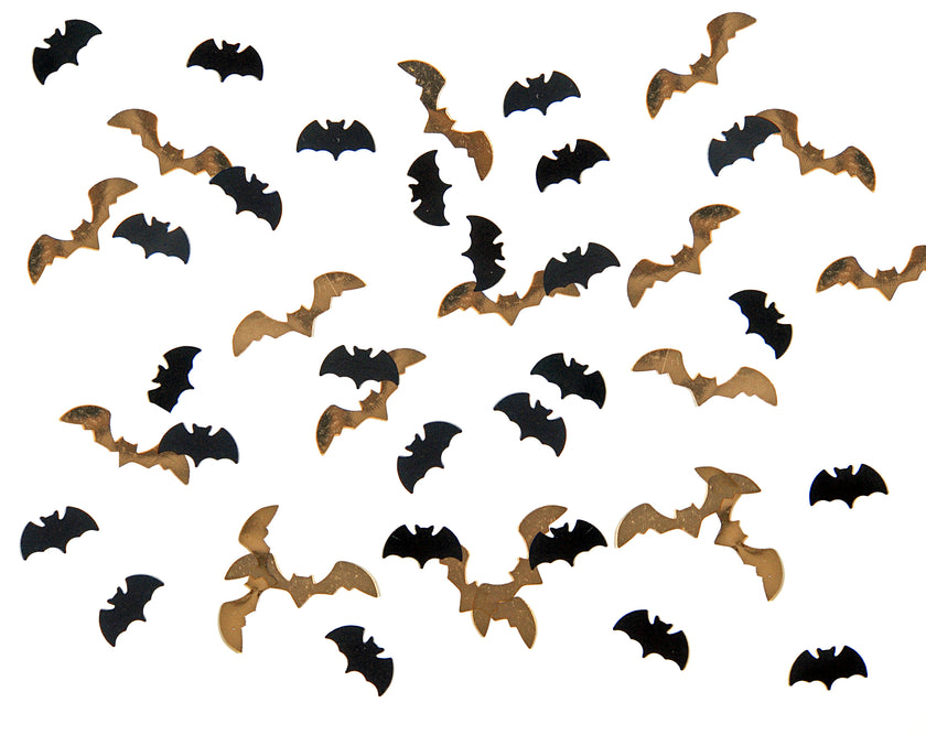 Confettis en forme de chauve-souris noir et doré pour la table - Halloween