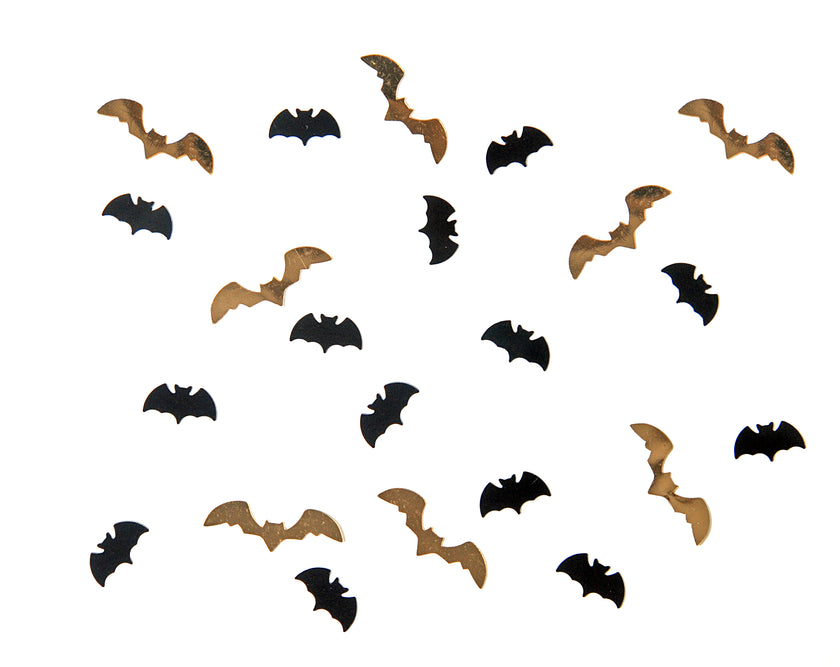 Confettis en forme de chauve-souris noir et doré pour la table - Halloween