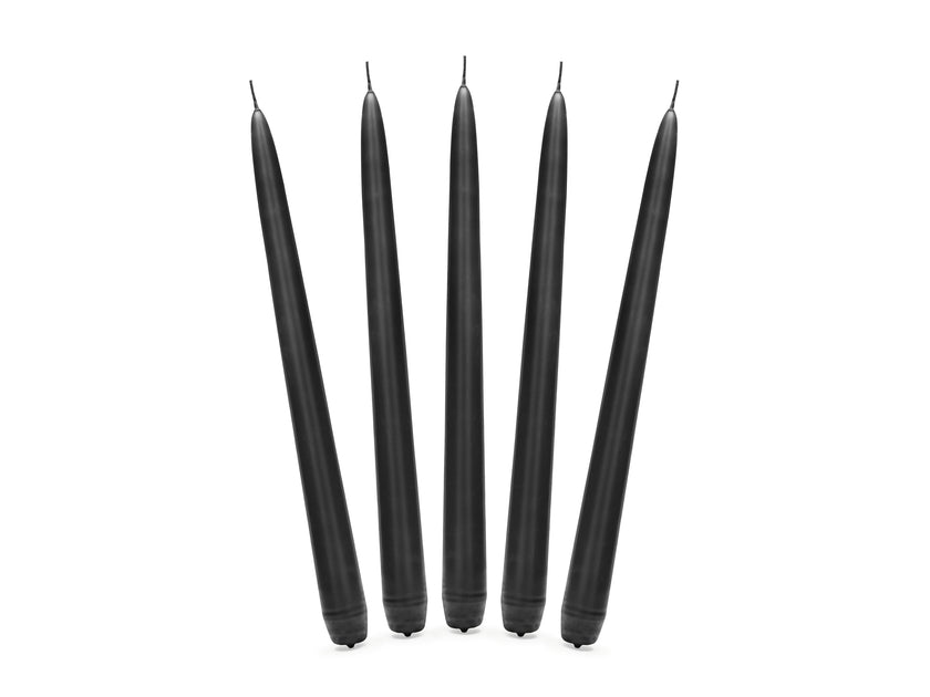 10 bougies noires mat de 24 cm