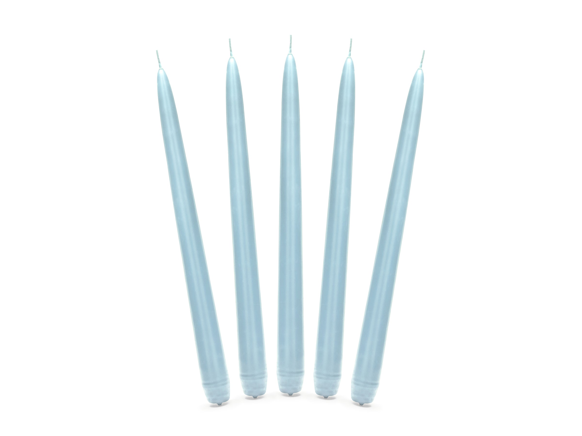 10 bougies bleu ciel mat de 24 cm