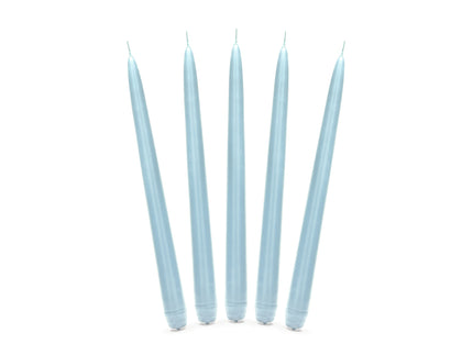 10 bougies bleu ciel mat de 24 cm