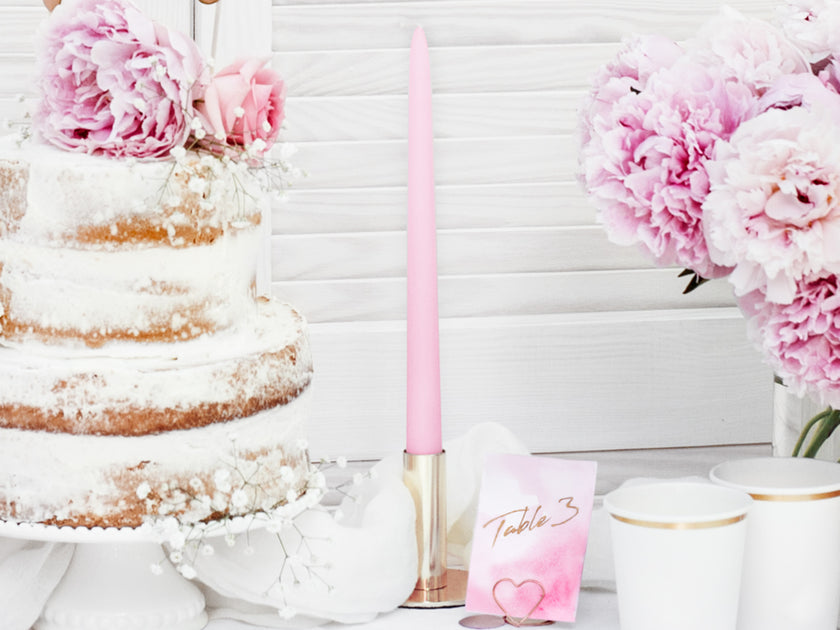 10 bougies roses pastel mat de 24 cm