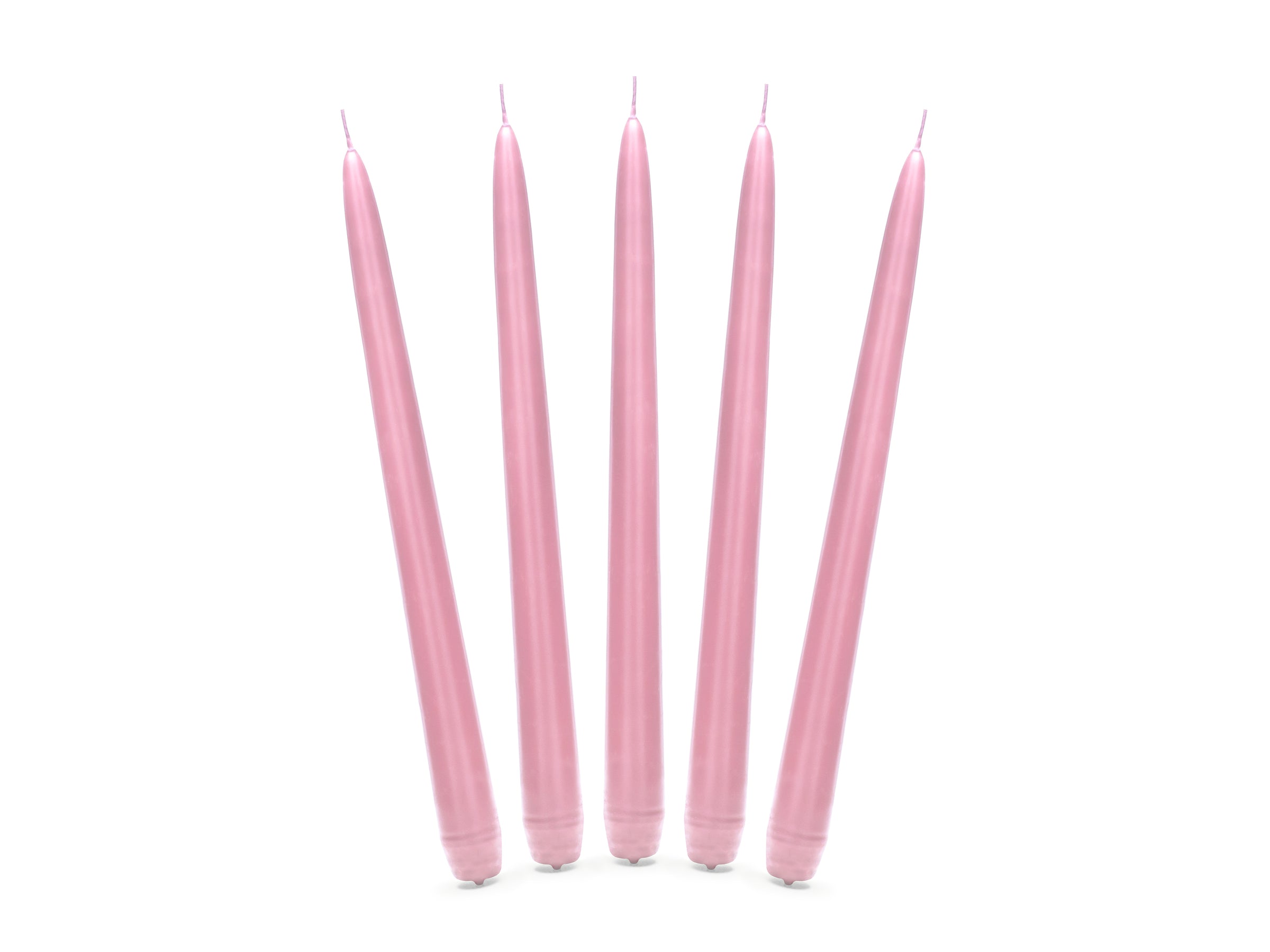 10 bougies roses pastel mat de 24 cm