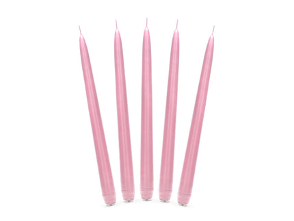 10 bougies roses pastel mat de 24 cm