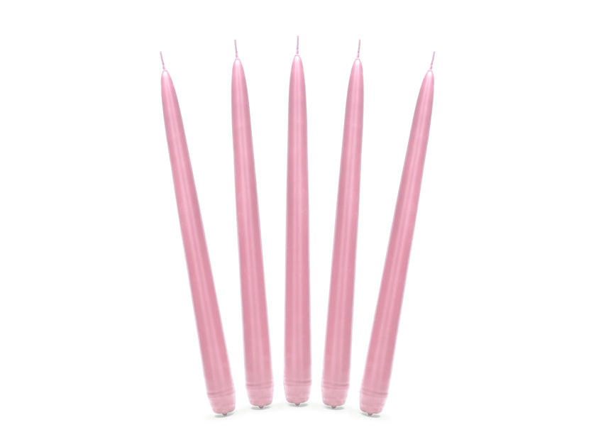 10 bougies roses pastel mat de 24 cm