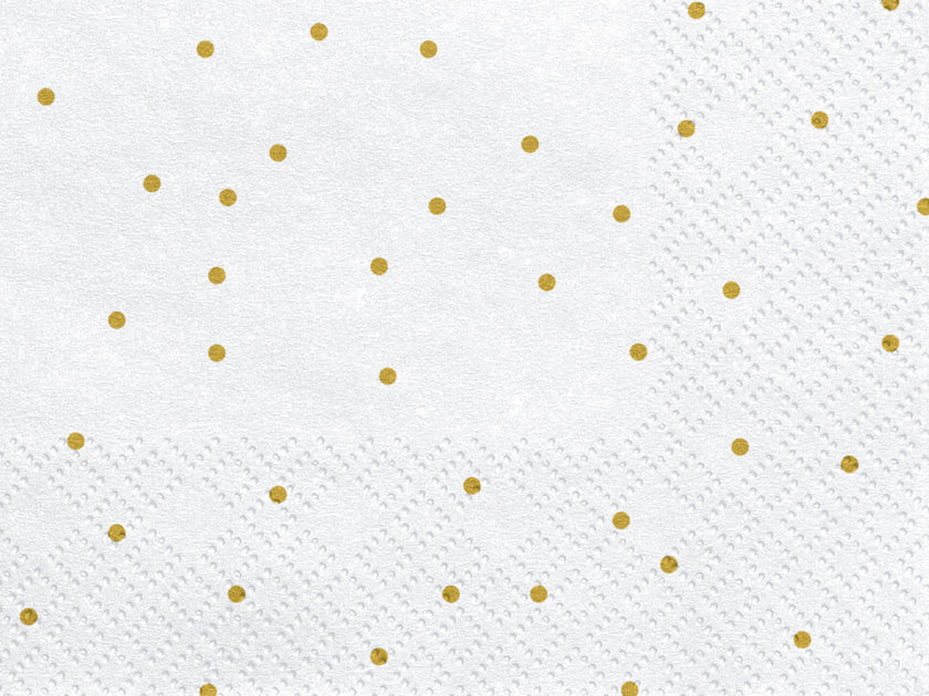 20 serviettes blanches à pois dorés en papier - First communion
