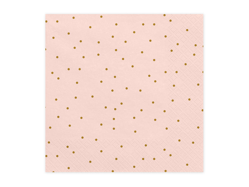 20 serviettes roses à pois dorés en papier - Wedding in rose colour