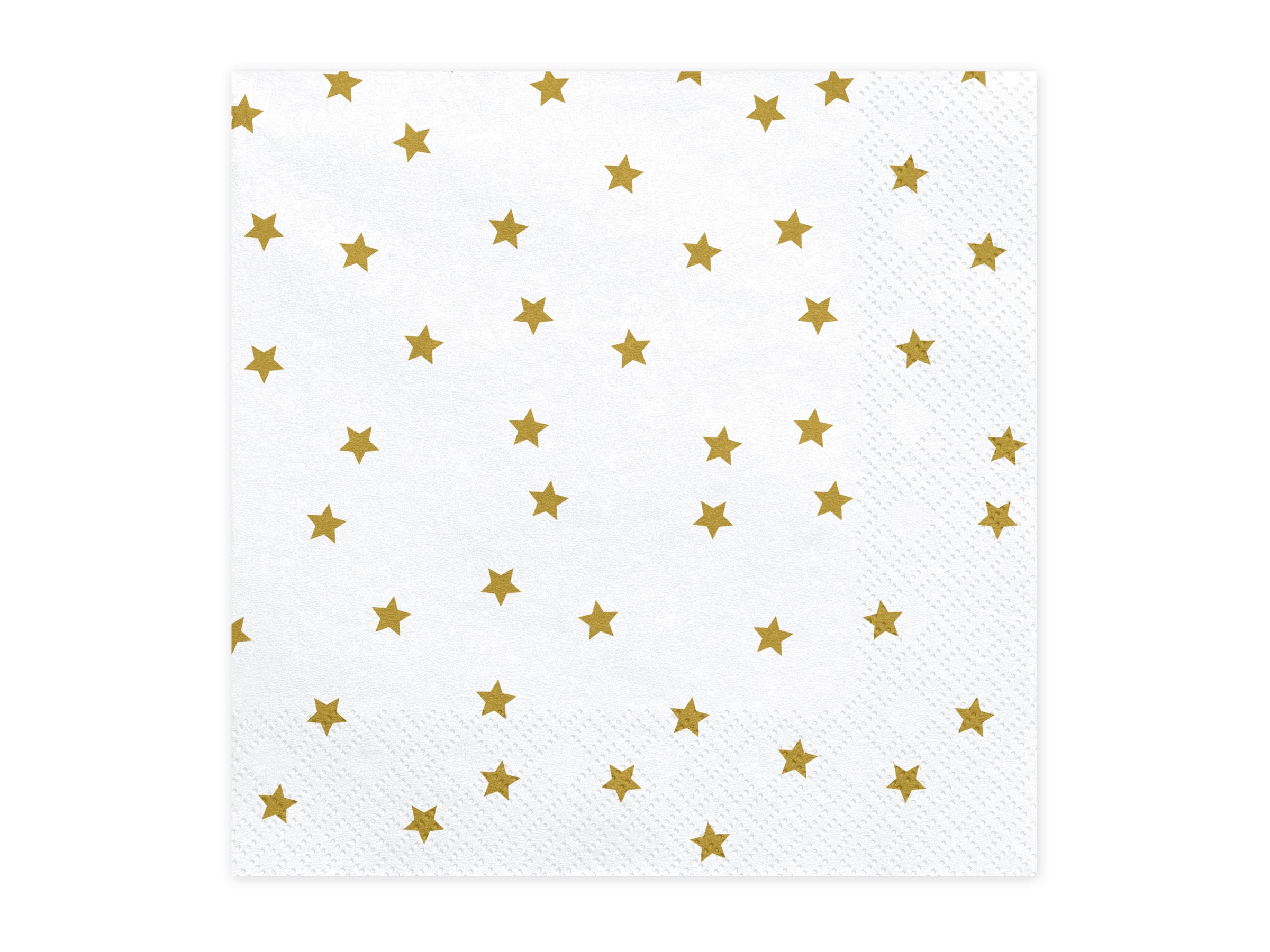 20 serviettes blanches avec étoiles dorées en papier