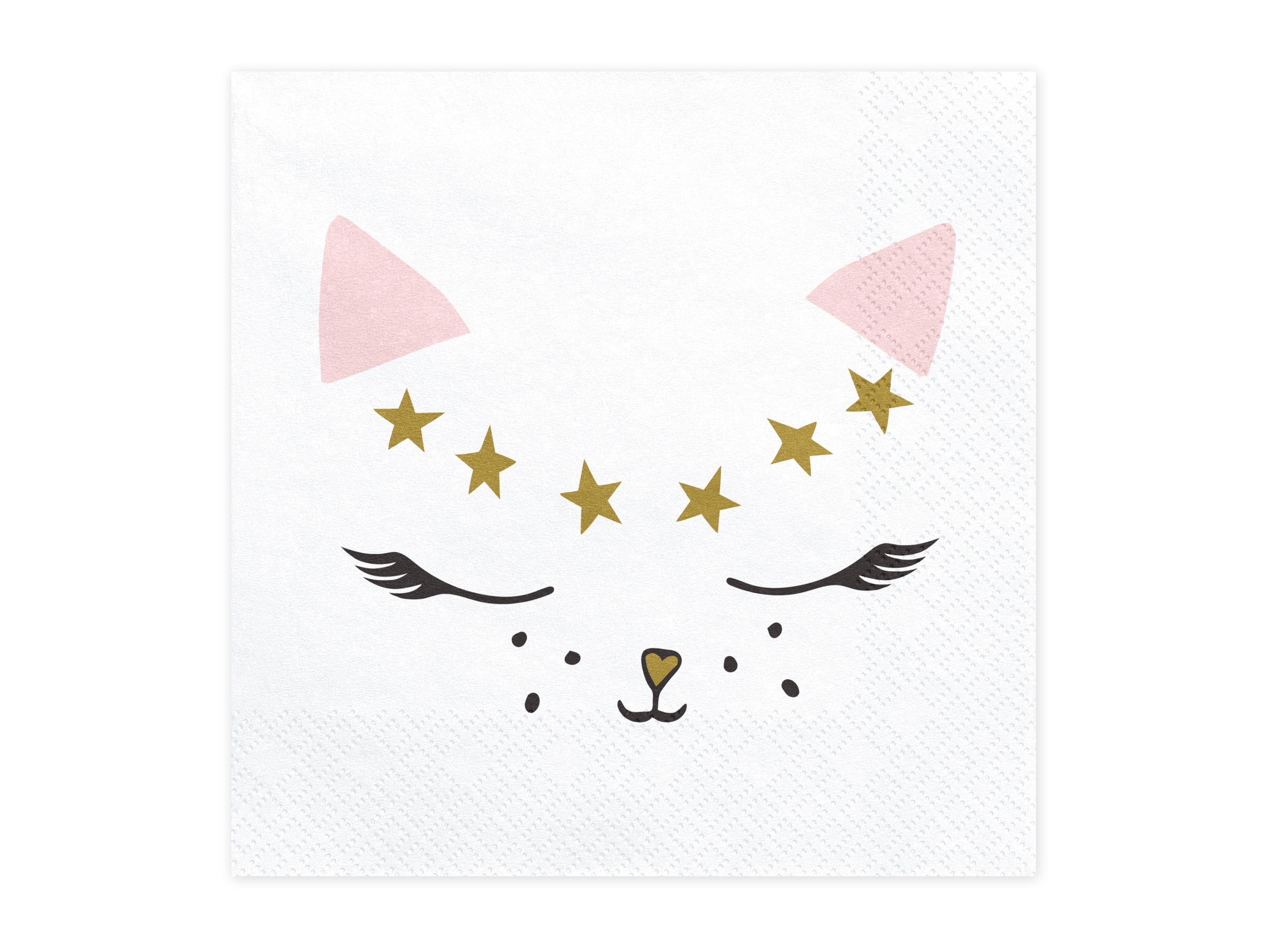 20 serviettes blanches motifs chat en papier - Meow Party