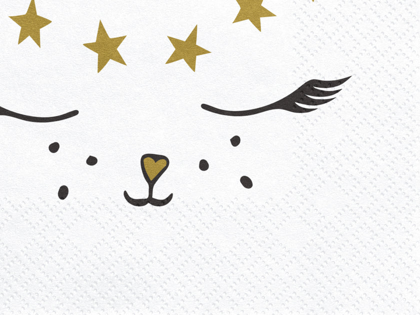 20 serviettes blanches motifs chat en papier - Meow Party