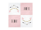 20 serviettes blanches motifs chat en papier - Meow Party