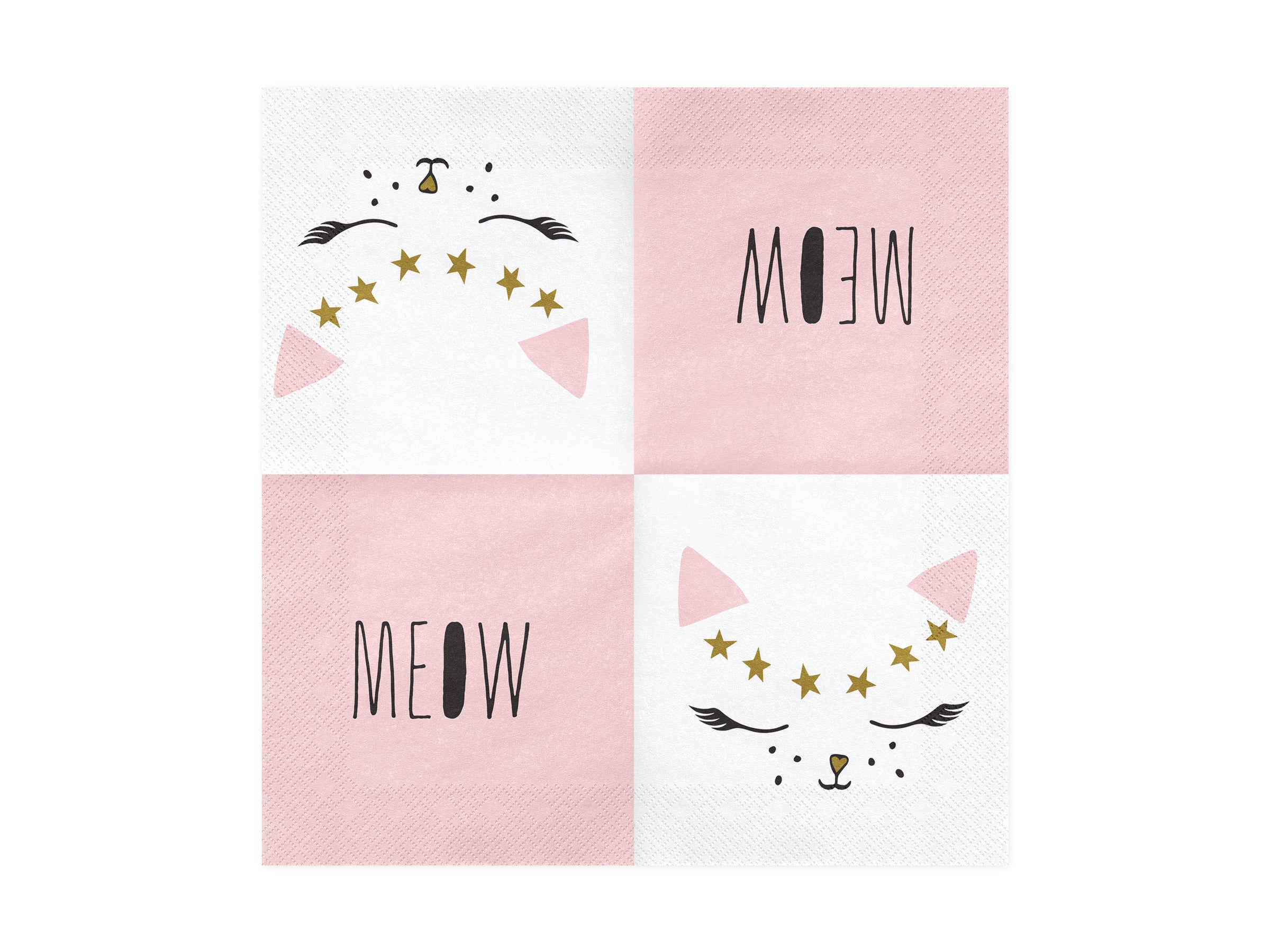 20 serviettes blanches motifs chat en papier - Meow Party