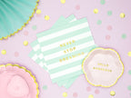 20 serviettes vertes pastel motifs 