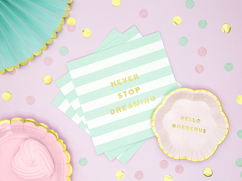 20 serviettes vertes pastel motifs 