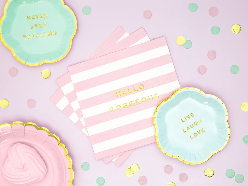 20 serviettes rose pastel à motifs 