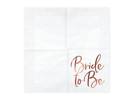 20 serviettes blanches motifs en rose gold 