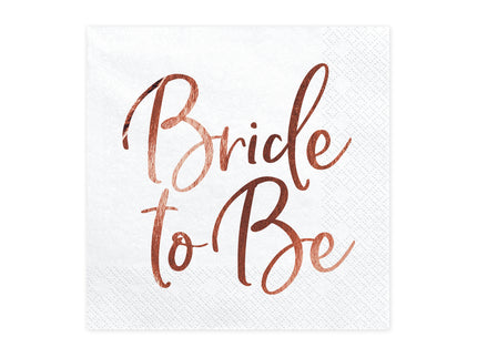 20 serviettes blanches motifs en rose gold 