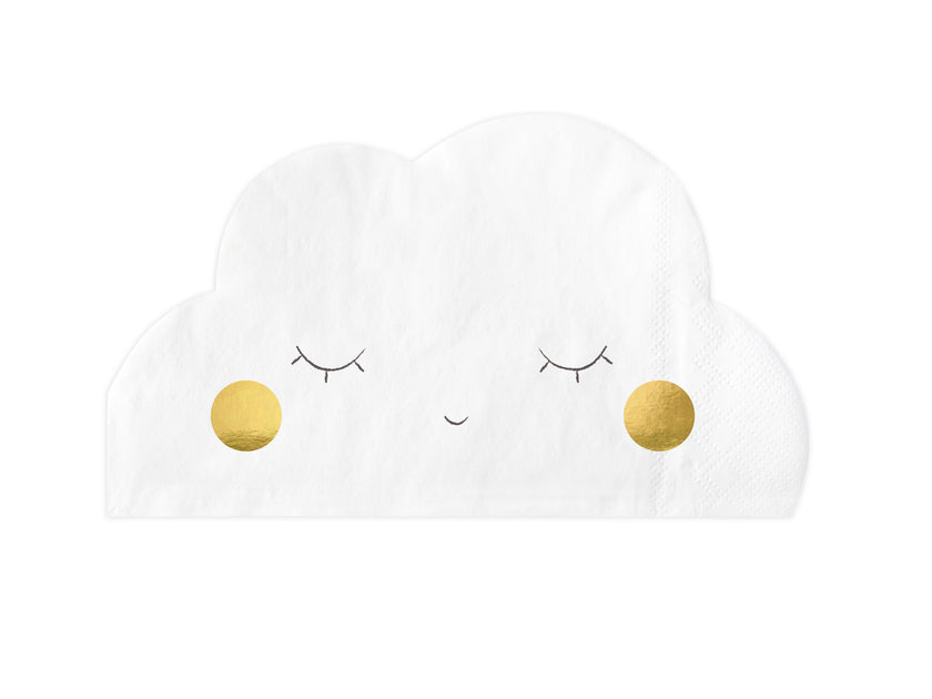 20 serviettes blanches en forme de nuage en papier - Little Plane