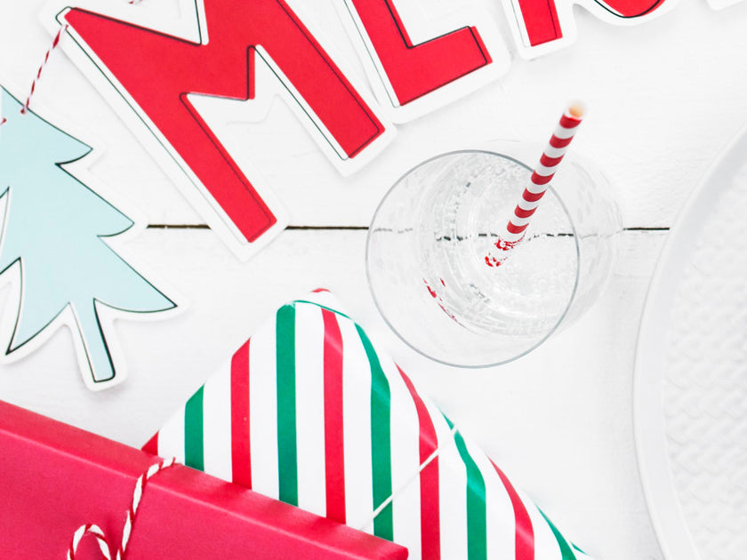 10 pailles rouges à rayures blanches en papier - Pirates Party