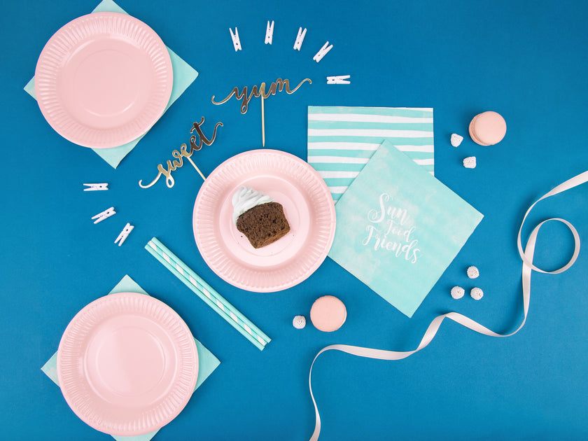 10 pailles bleues ciel en papier - Blue 1st Birthday