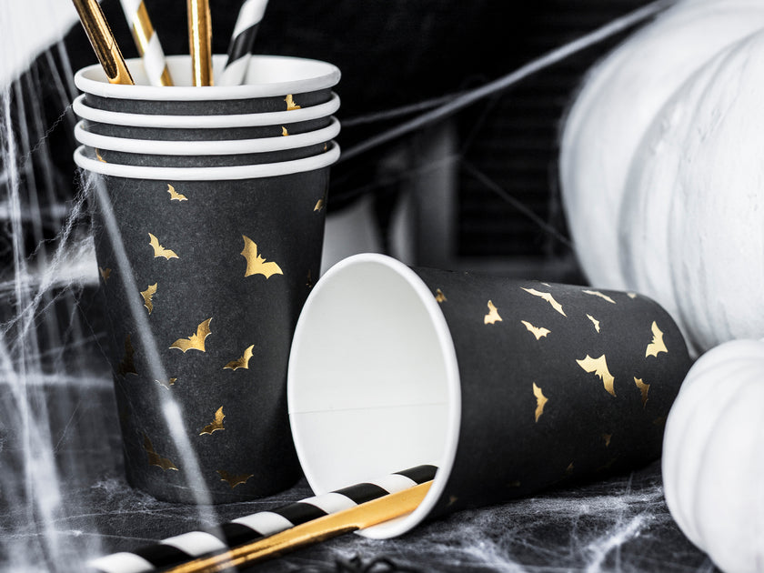 10 pailles à rayures dorées en papier - Trick or Treat Collection