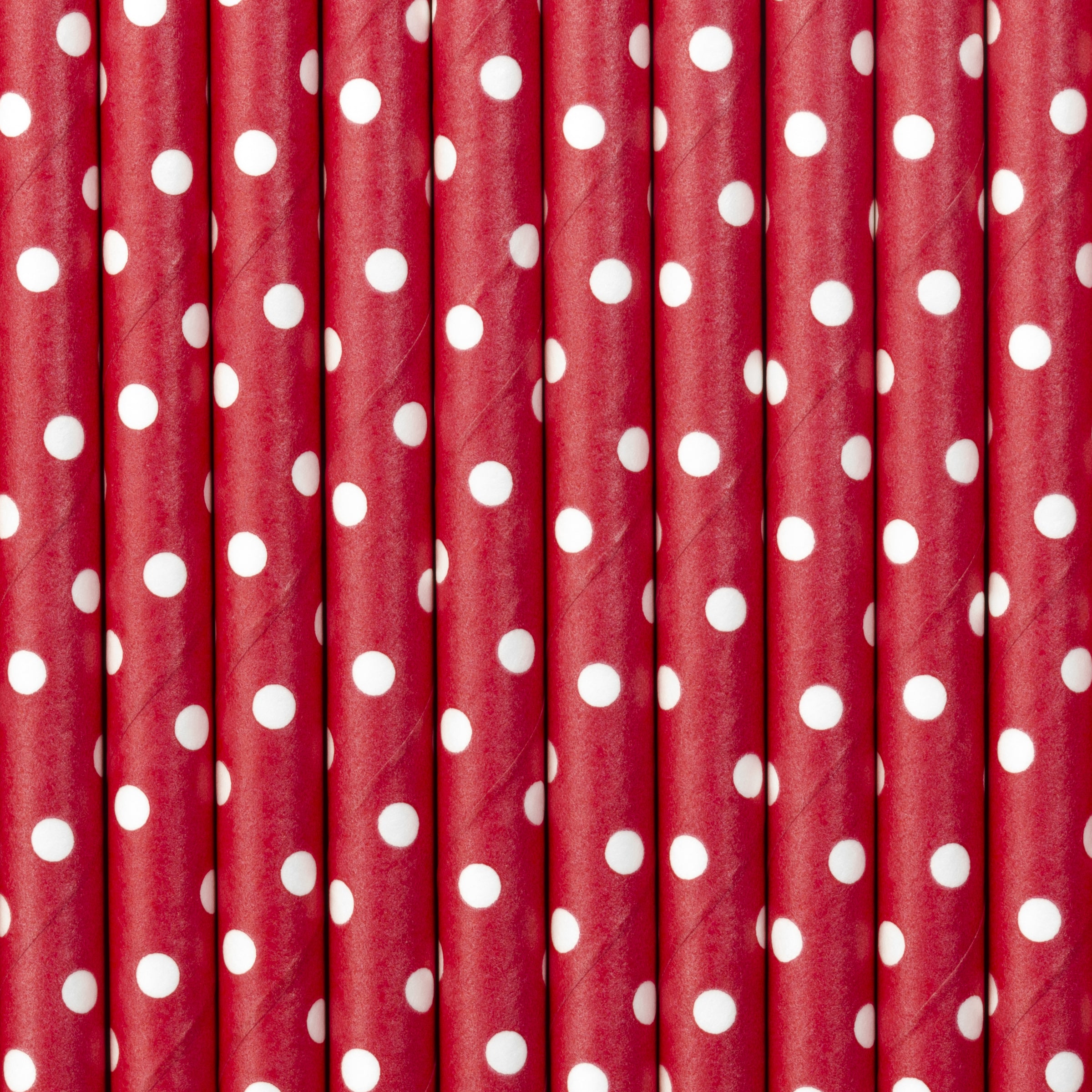 10 pailles rouges à pois blanches en papier