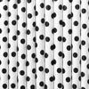 10 pailles blanches à pois noirs en papier - Meow Party