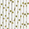 10 pailles blanches avec étoiles dorées en papier - Happy New Year Collection