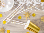 10 pailles blanches avec étoiles dorées en papier - Happy New Year Collection