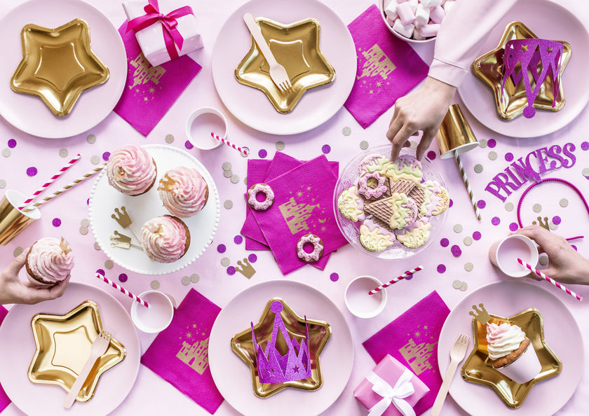 6 assiettes dorées en forme d'étoile en carton - New Year’s Eve & Carnival