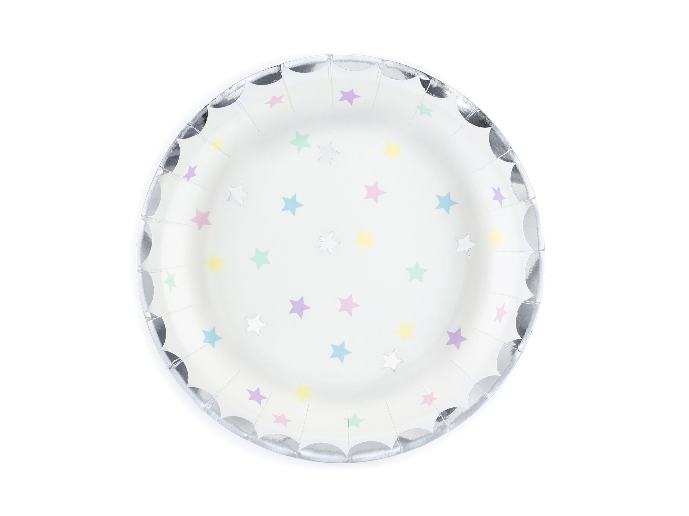 6 assiettes blanches avec étoiles multicolores (18cm) - Unicorn