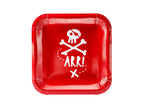 6 assiettes rouges carrées 