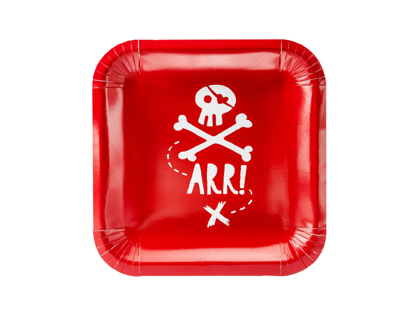 6 assiettes rouges carrées 