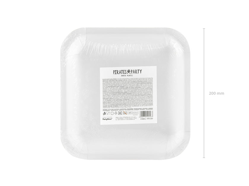 6 assiettes rouges carrées 