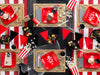 6 assiettes rouges carrées 