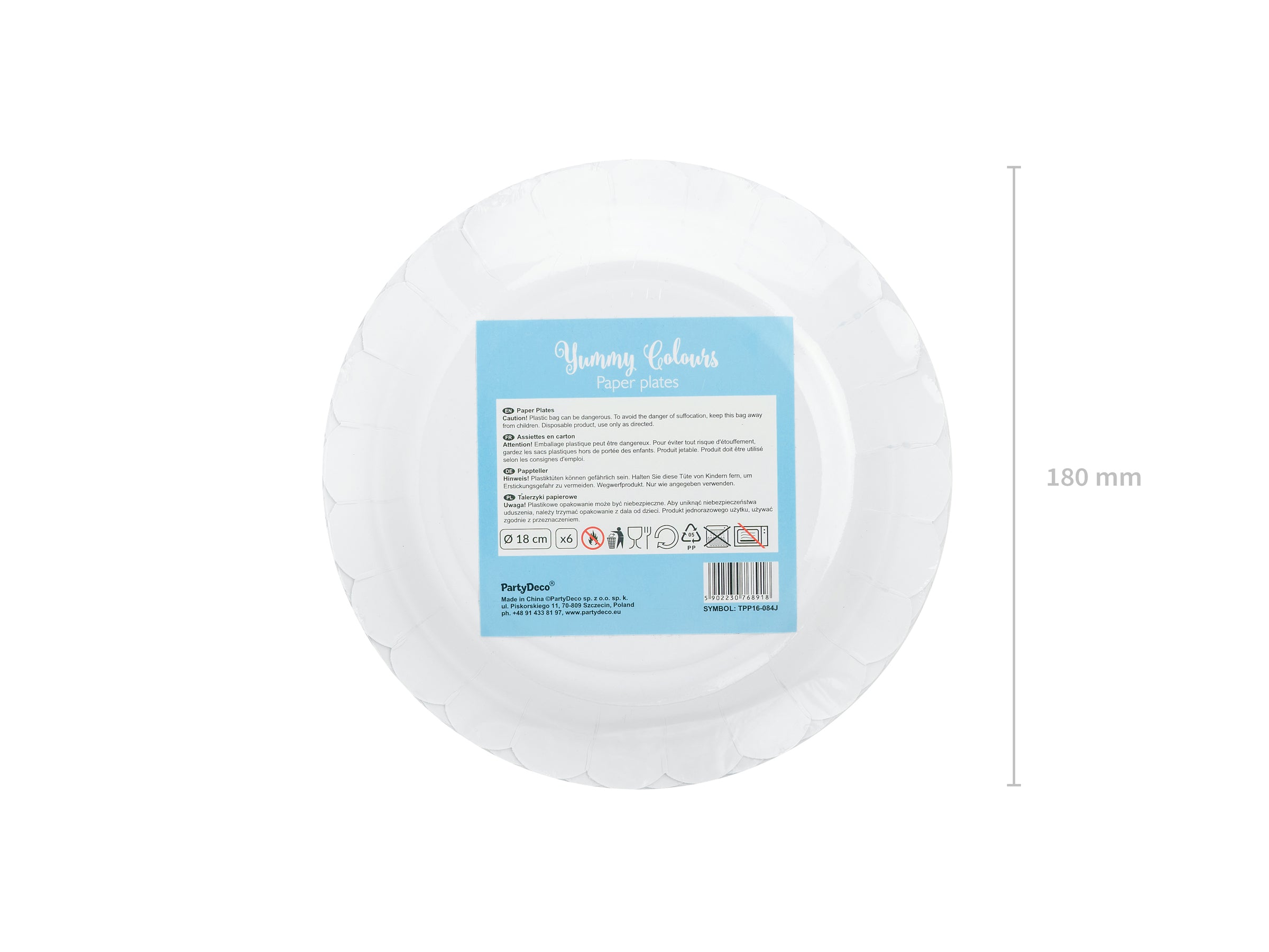 6 assiettes bleues pastel en carton - Yummy