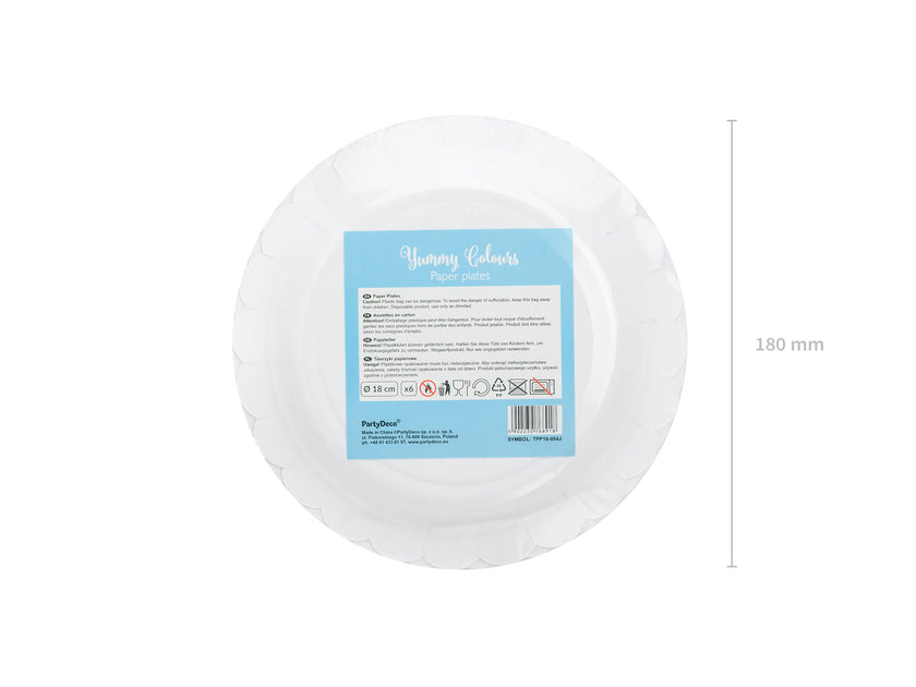 6 assiettes bleues pastel en carton - Yummy