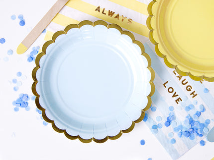 6 assiettes bleues pastel en carton - Yummy