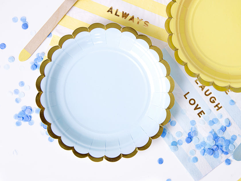 6 assiettes bleues pastel en carton - Yummy
