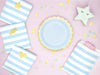 6 assiettes bleues pastel en carton - Yummy