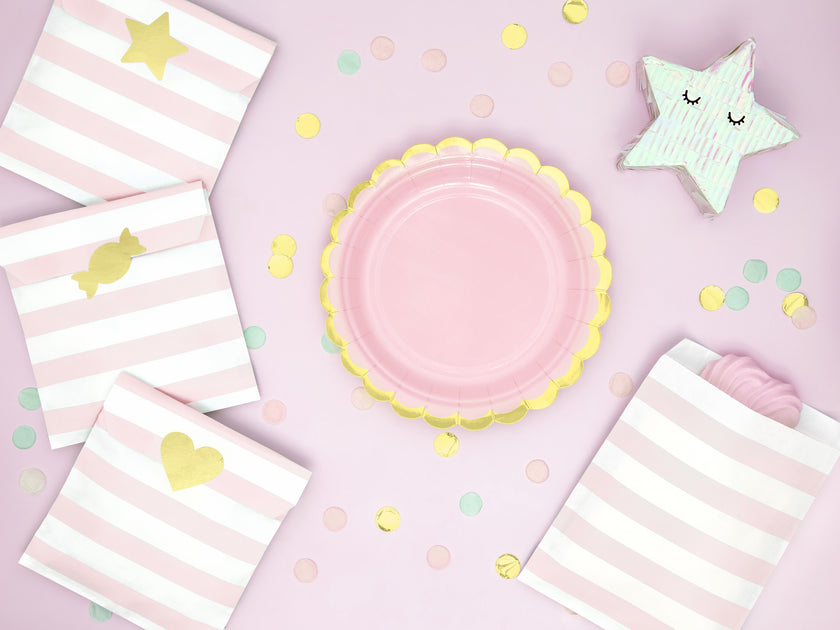 6 assiettes rose pastel en carton - Yummy