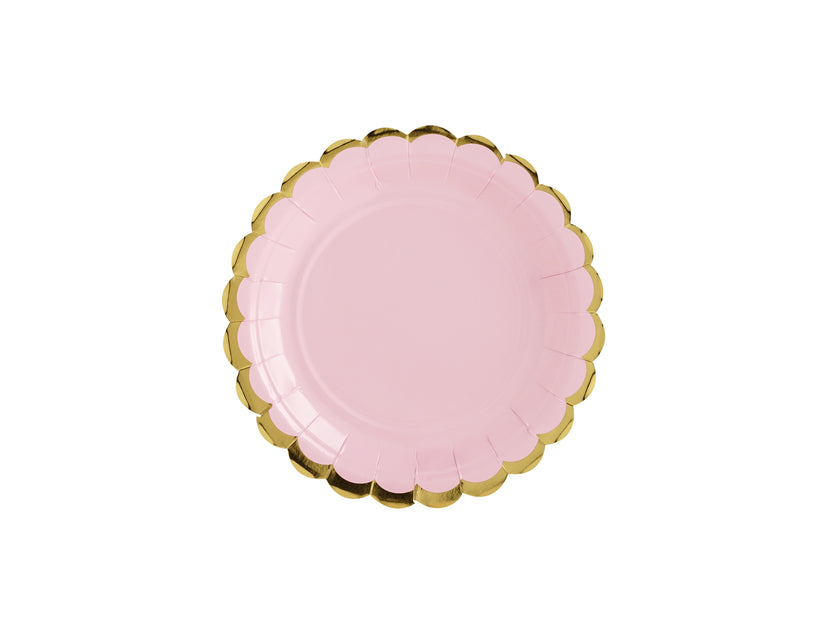 6 assiettes rose pastel en carton - Yummy