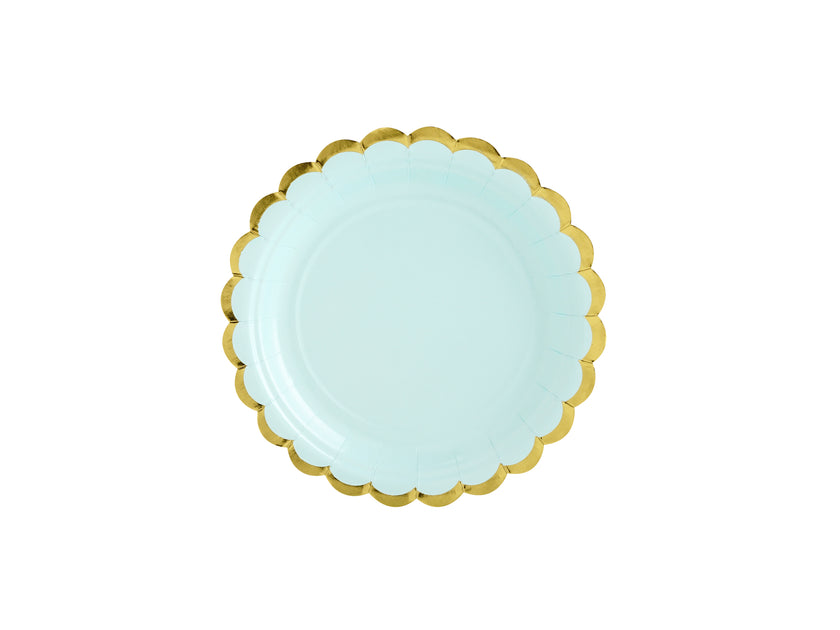 6 assiettes vertes menthe en carton - Yummy