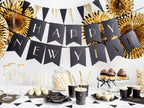 6 assiettes pentagonales noires avec étoiles dorées en carton - New Year’s Eve Collection