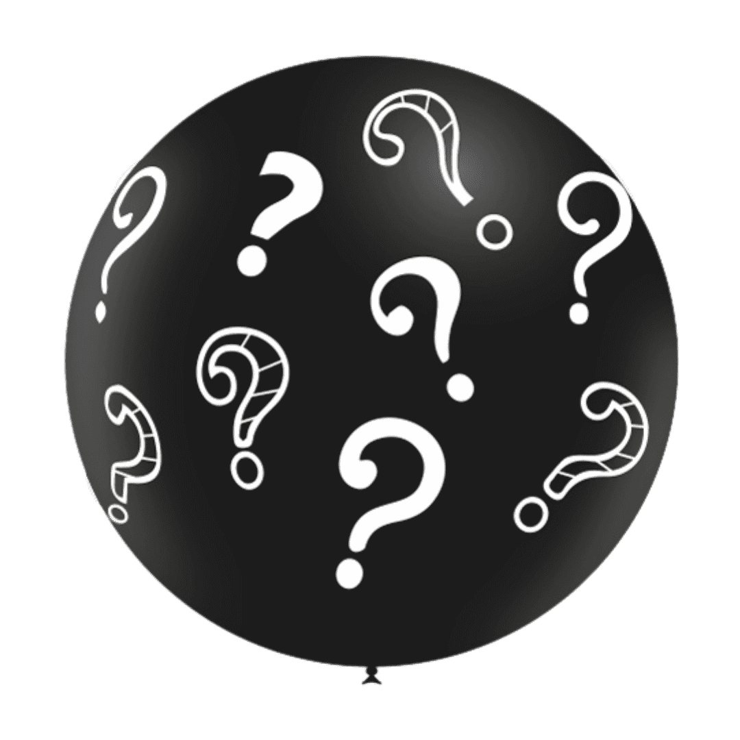 1 ballons 3' noir imprimé TAT point interrogation