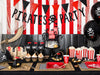 6 boîtes à Popcorn rouges à rayures en carton - Pirates Party
